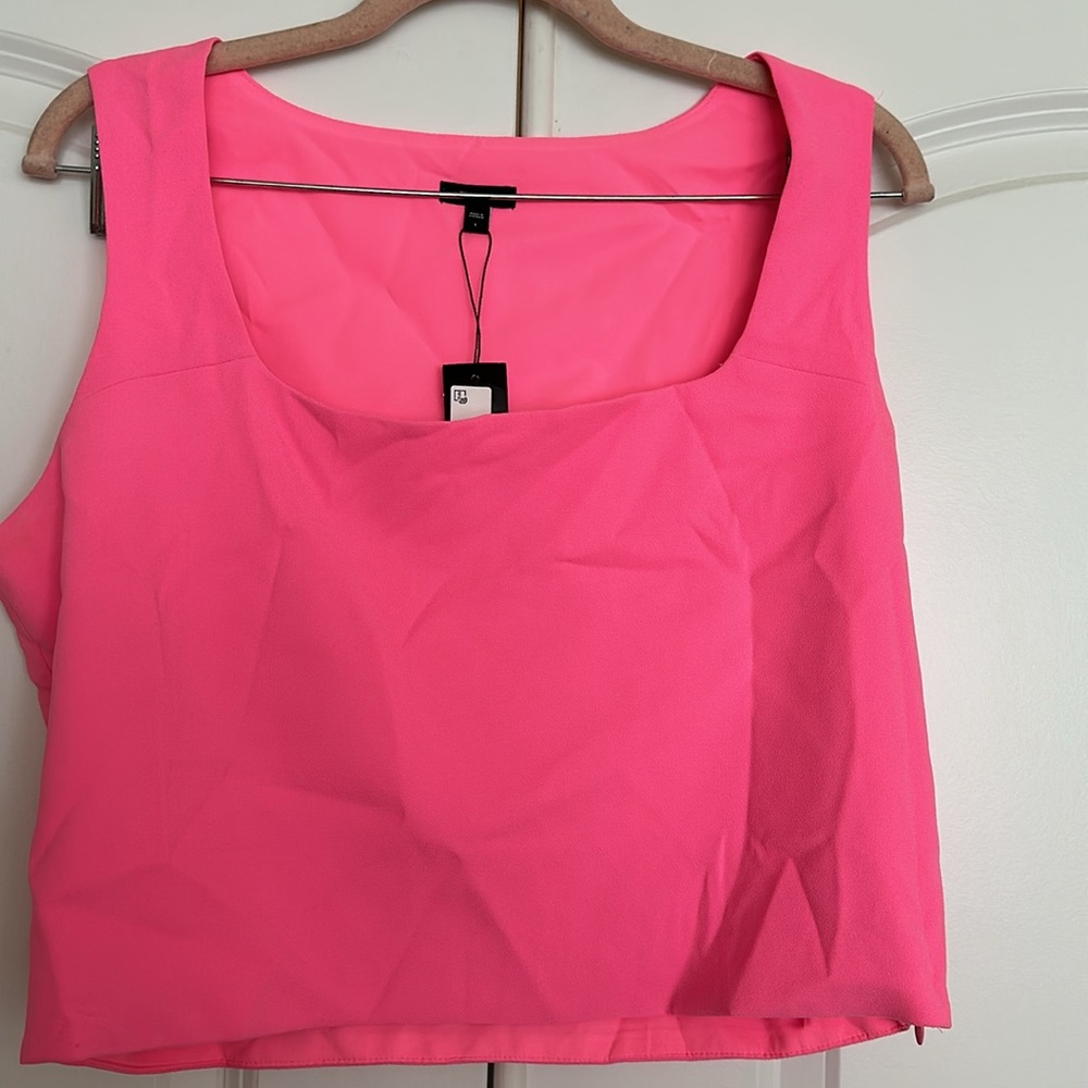 NWT Express Bubble Gum Pink Side-Zip Crop Top. Size L